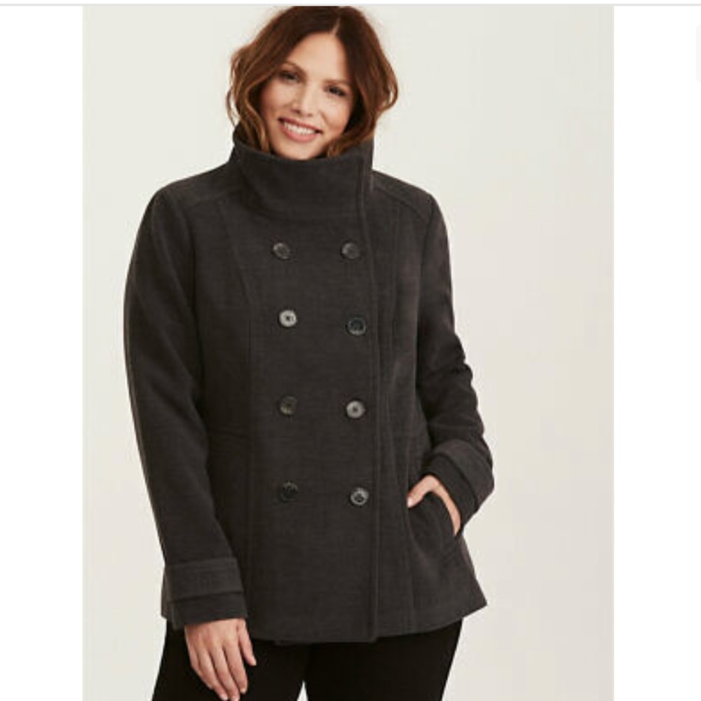 Torrid Gray Double Breasted Pea Coat